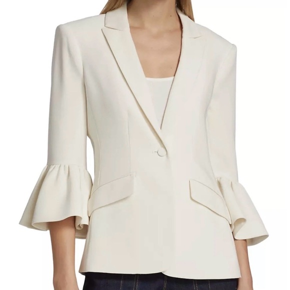 cinq a sept Jackets & Blazers - cinq a sept Cream Ruffle Sleeve Blazer